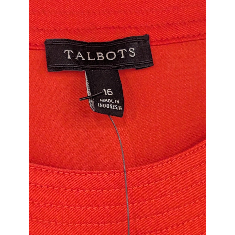 Talbots Womens Top Size 16 Orange 3/4 Sleeve Pleated Career‎ Casual Blouse - Picture 4 of 5